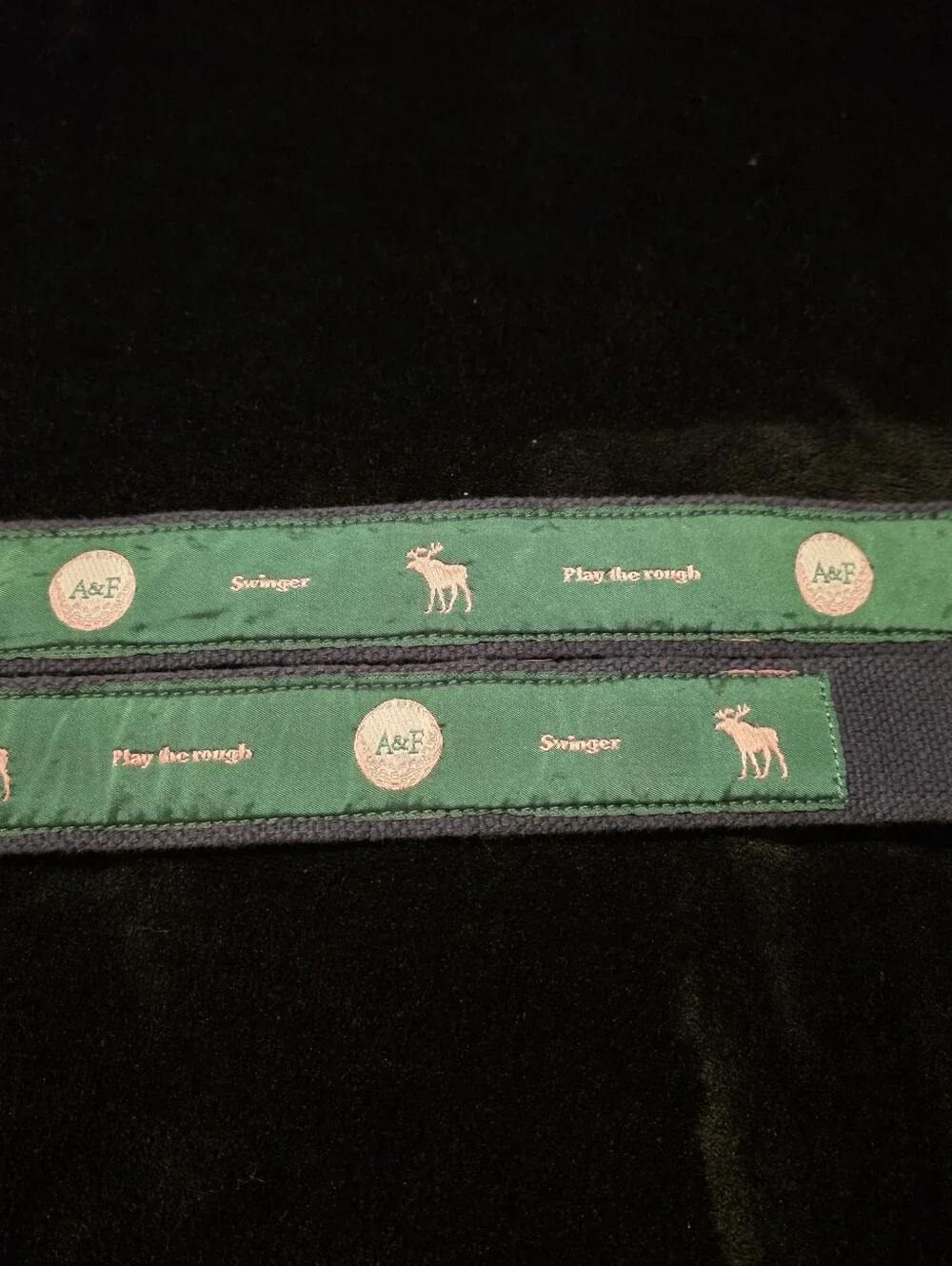 Abercrombie And Fitch Green Ribbon Golf Belt With Moose Detail Vintage